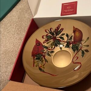 Lenox Bowl Cardinal Winter Greetings, 13 inch Italian Christmas Decoupage NWT